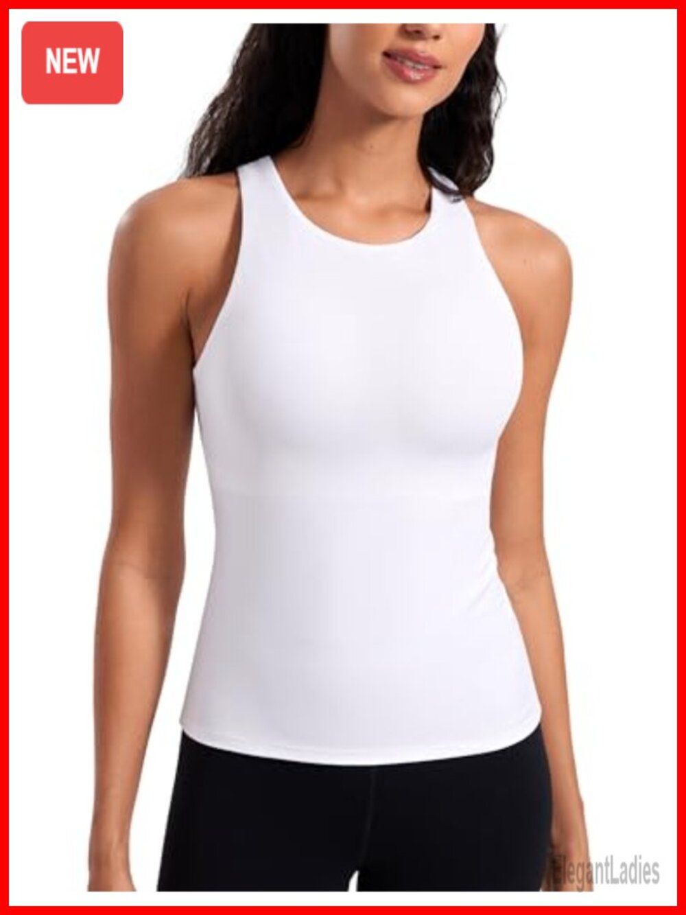 CRZ YOGA Butterluxe High Neck Padded Tank Top Slim Fit Racerback Yoga Gym